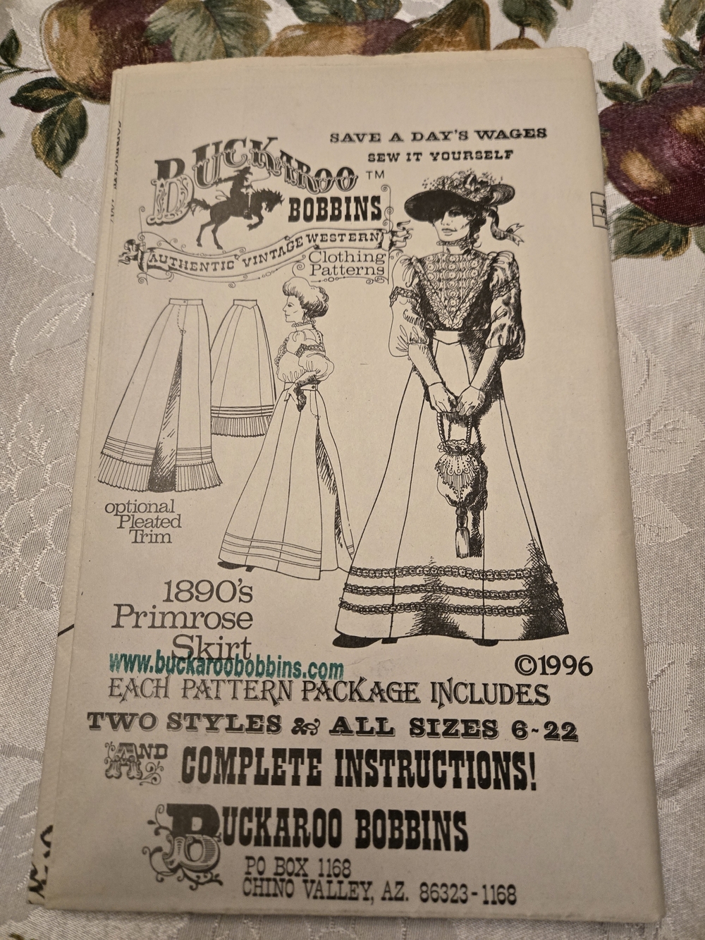 1890's Primrose Skirt Pattern - White